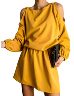 Women Wholesale Long Sleeve Off-Shoulder Solid Color Dress