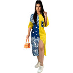 Wholesale Stitching Print With Floral Shirt Cardigan Sunscreen Long Short-Sleeved Dress