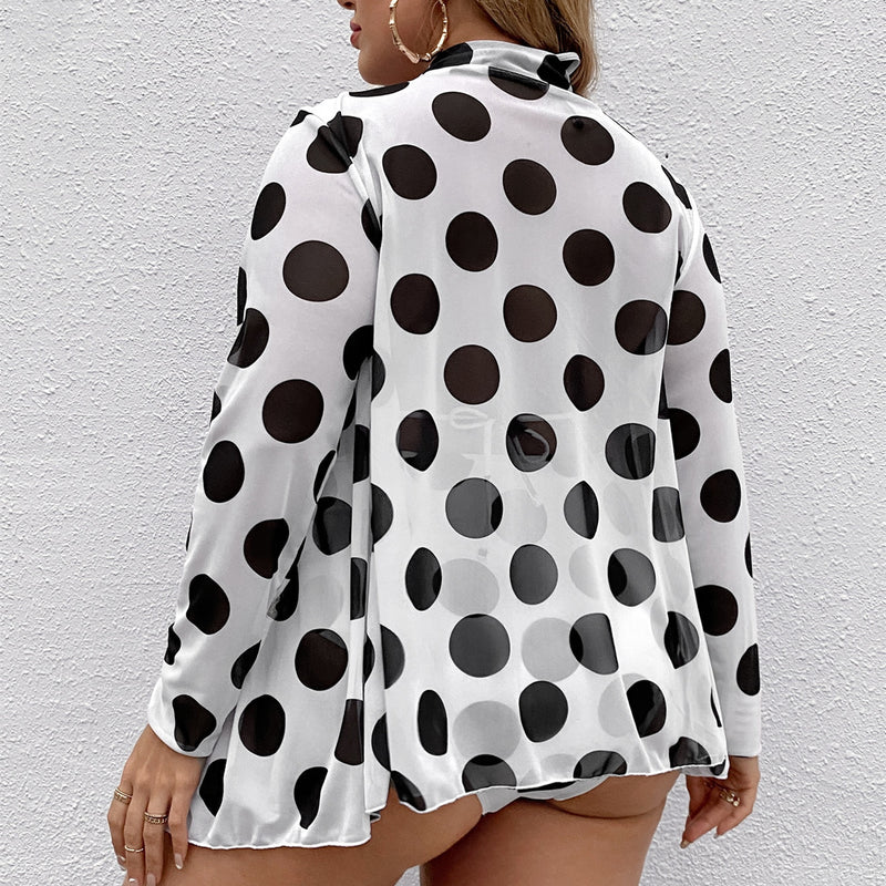 Polka Dot Print Three Piece Sets Wholesale Plus Size Swimwear