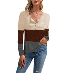 New Autumn And Winter Long-sleeved Colorblock Stitching Top
