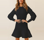 Solid High Waist Slim Fit Knitted Dress Wholesale Clothing