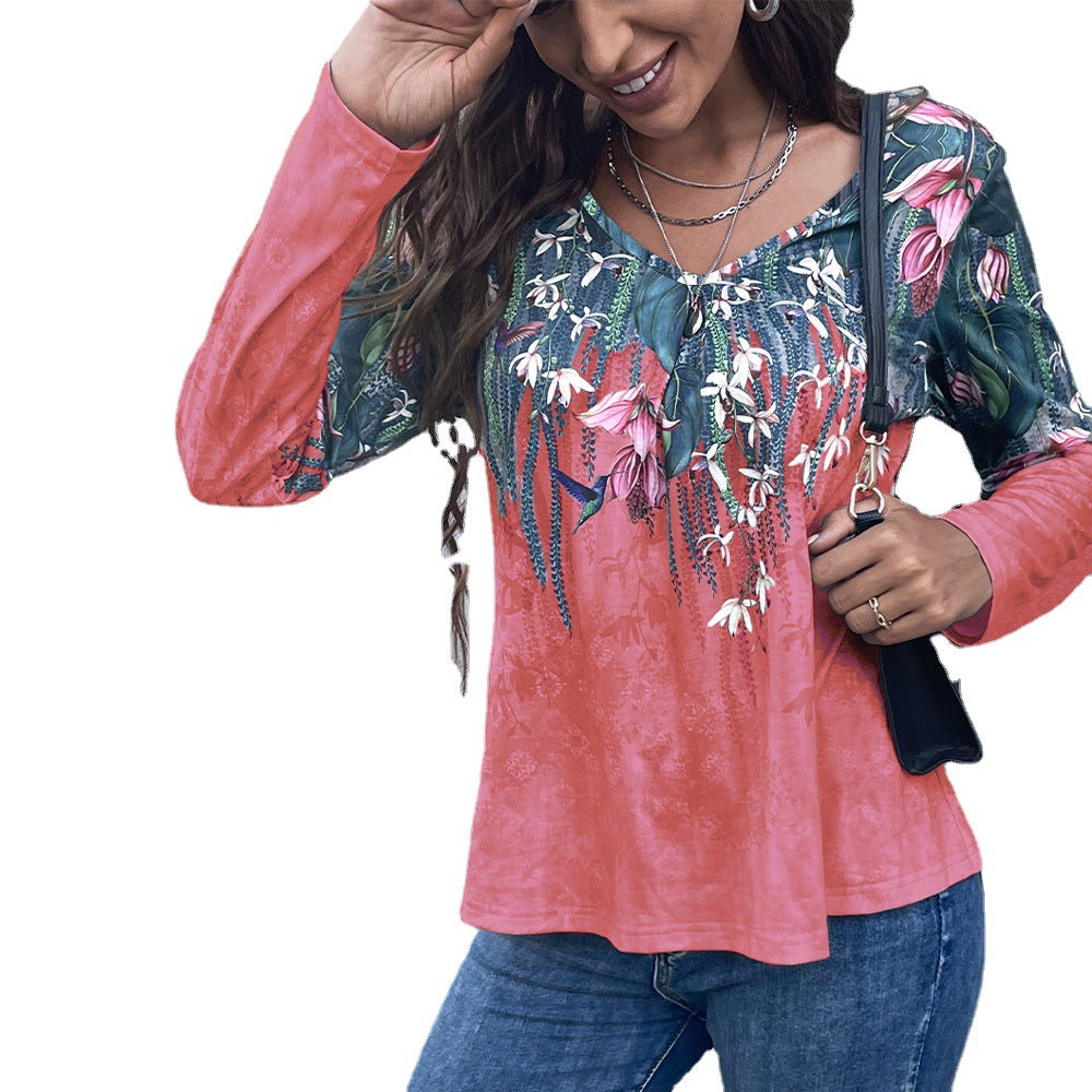 Floral V Neck Wholesale Women Shirts