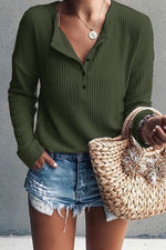 Solid Color Button Long Sleeve T-Shirt Wholesale Clothing ST070012