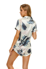 Printed Satin Shirts & Shorts Casual 2pcs Suits Homewear Womens Pajamas Wholesale Loungewear Sets