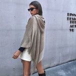 Hooded Cape Shawl Turtleneck Twill Fringed Sweater Wholesale Womens Sweaters
