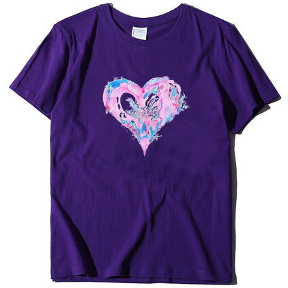 Valentine'S Day Short Sleeve Wholesale T Shirts Fashion Heart Printed