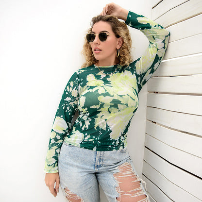 Tie Dye Printed Fashion Wholesale Plus Size Tops Women Blouses