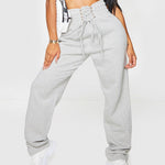 High Waist Tie Up Solid Casual Wide Leg Pants