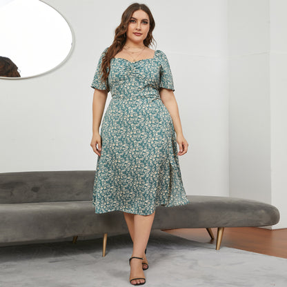 Plus Size Wholesale Short Sleeve Printing Dress