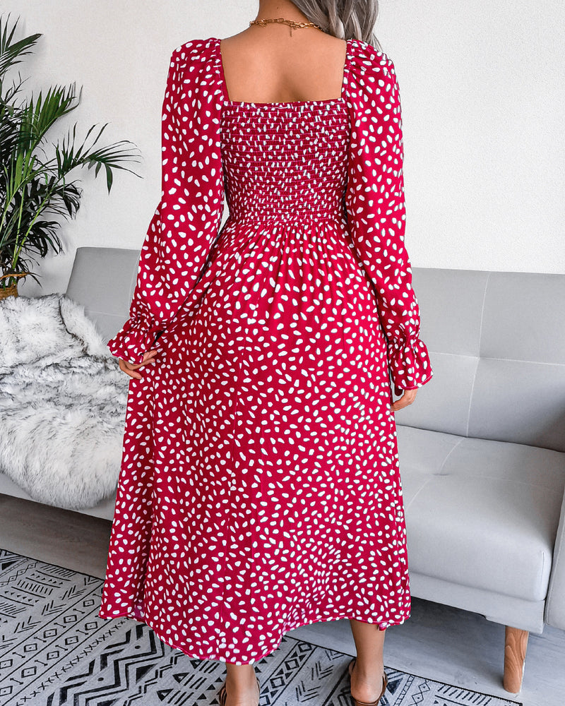 Wholesale Maxi Dress Polka Dots Lantern Sleeves