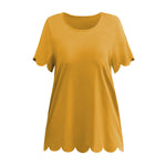 Women Short Sleeve O Neck Plain Color Wholesale T-shirt Tops Blouses Summer