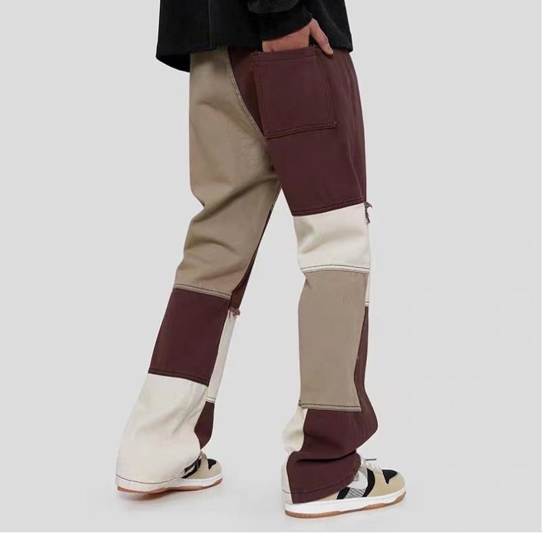 Women Color Block Patchwork Wholesale Long Pants With Pockets