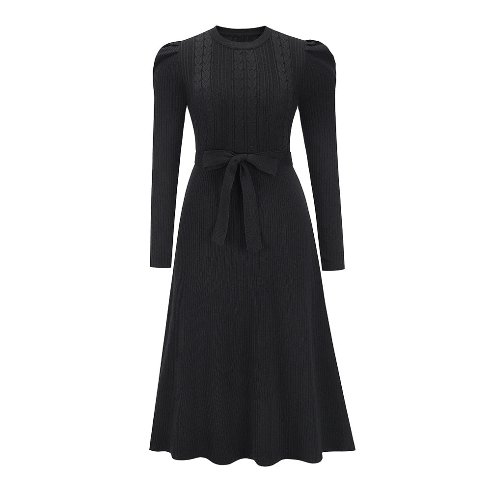 Knitting Long Sleeve Sweater Midi Dress