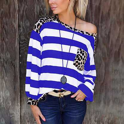 Women Wholesale Stripe Printing Stitching Shirt