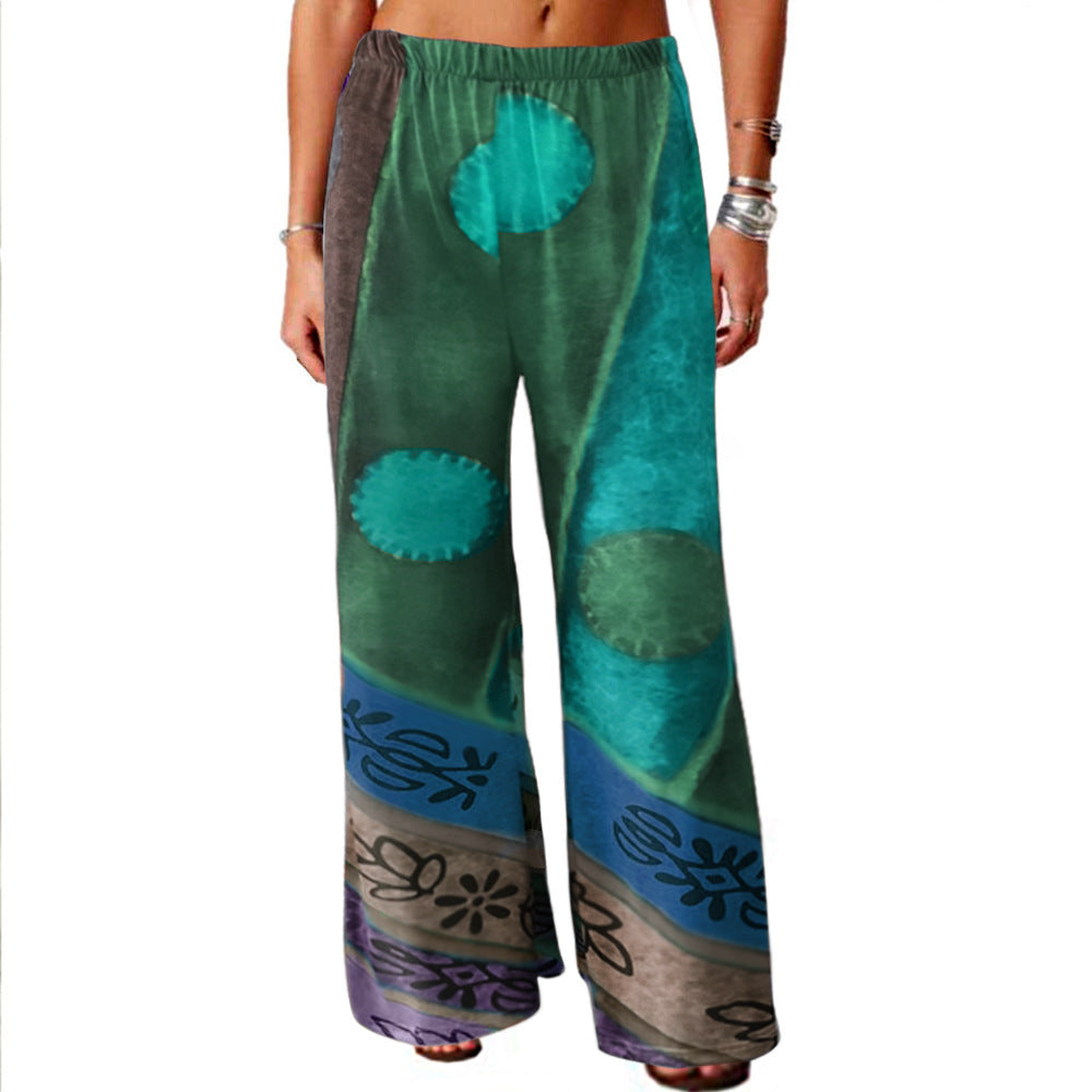 Ethnic Retro Printed Wide Leg Trousers Wholesale Pants Online For St. Patrick'S Day