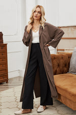 Solid Color Fashion Single Breasted Lapel Wide Swing Long Coats Wholesale Blazers With Belt