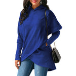 Loose Hooded Irregular Long Sleeve Sweatshirt For Women Wholesale