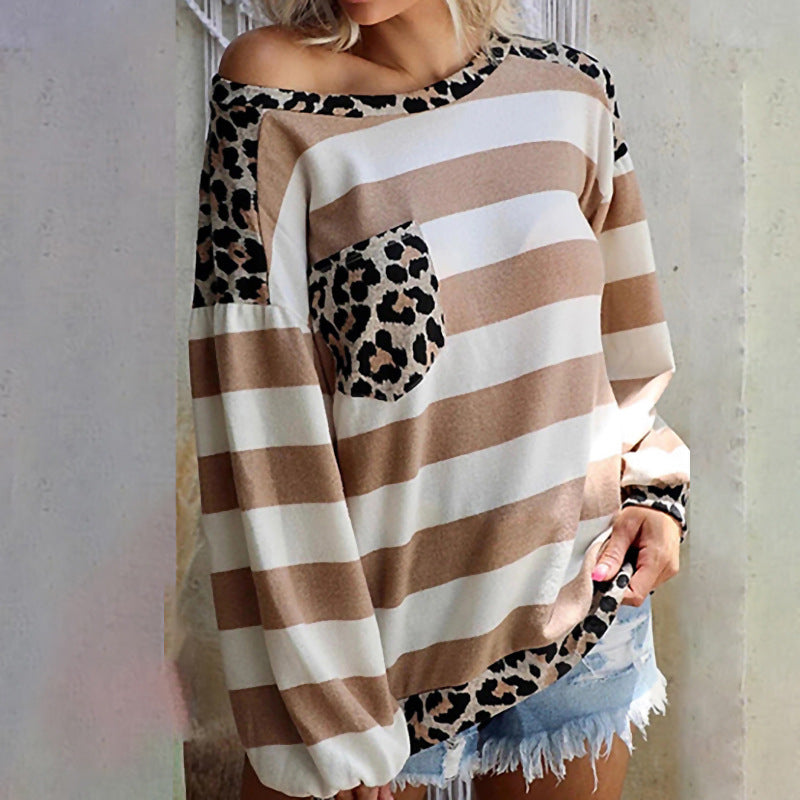 Women Wholesale Stripe Printing Stitching Shirt