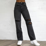 Women'S Jeans Ripped Wholesale Jeans Denim Trousers Fashion Straight Pants SP183177