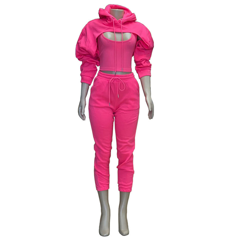 3pcs Solid Wholesale Women Sweatsuit Sets