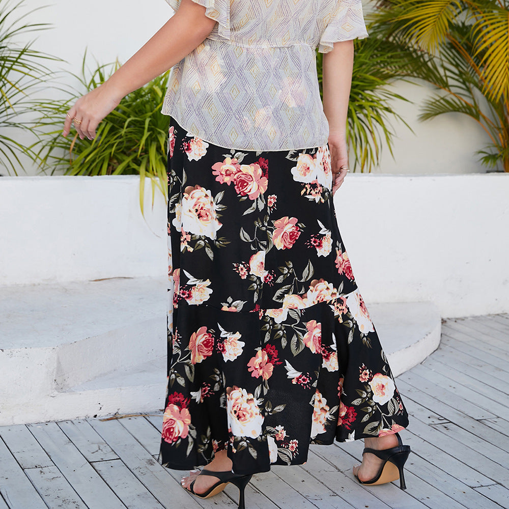 Floral Print Plus Size Wholesale Skirts Casual Wear Fashion Plus Size Women Skirts