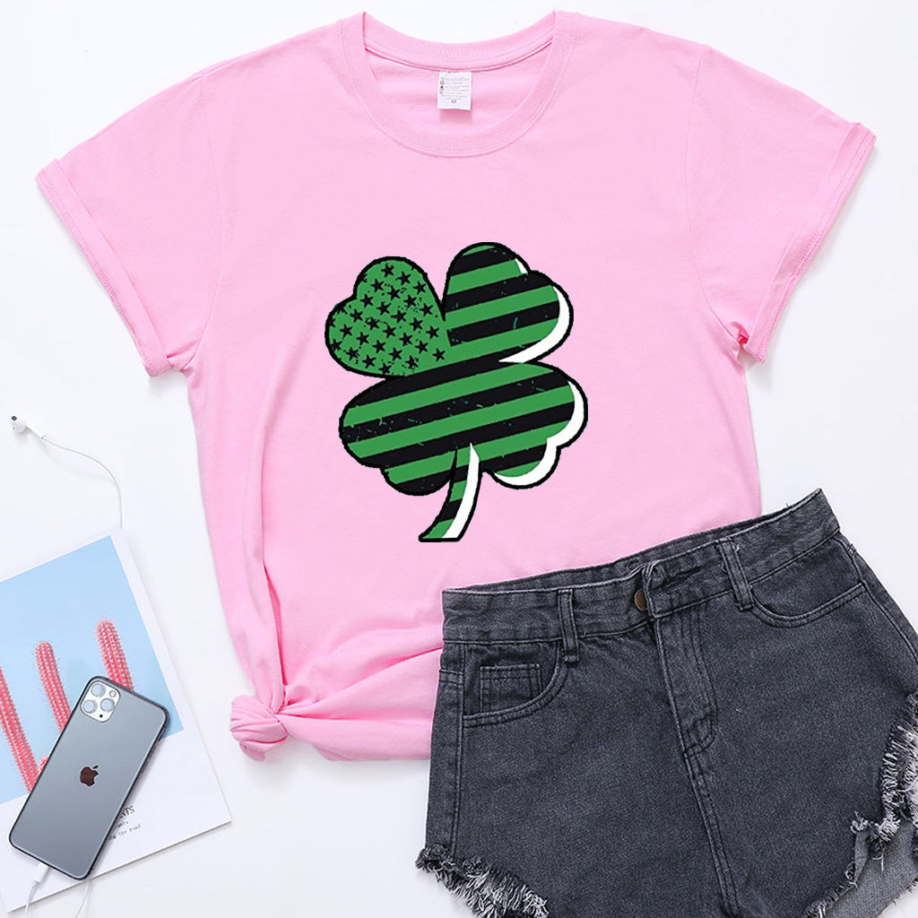 St Patricks Day Wholesale T Shirts Women Clothing Shamrock Printed