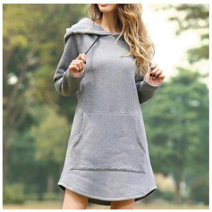 Loose Solid Color Wholesale Dresses Long-Sleeved Hoodie Dress