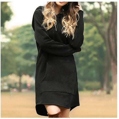 Loose Solid Color Wholesale Dresses Long-Sleeved Hoodie Dress