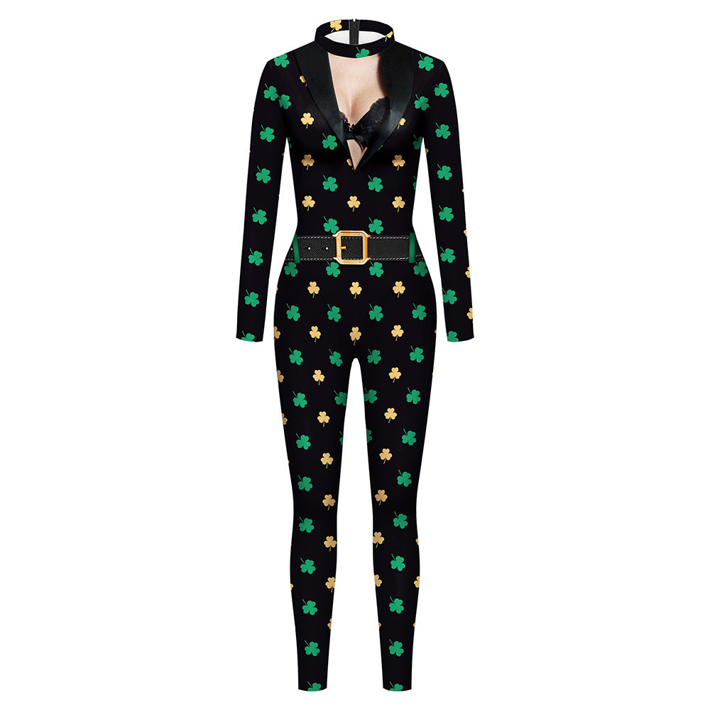 Long Sleeve Printed Wholesale Jumpsuits Wholesale Women's Holiday Wear For St. Patrick'S Day SJ182427