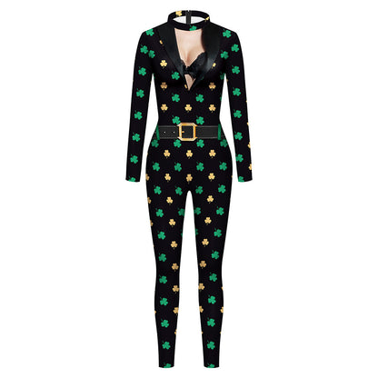 Long Sleeve Printed Wholesale Jumpsuits Wholesale Women's Holiday Wear For St. Patrick'S Day SJ182427