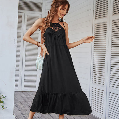 Halterneck Hollow Design Knitted Wholesale Dresses Casual Maxi Dress