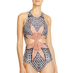 Starfish Pattern Backless Cut Out One-Piece Swimwear