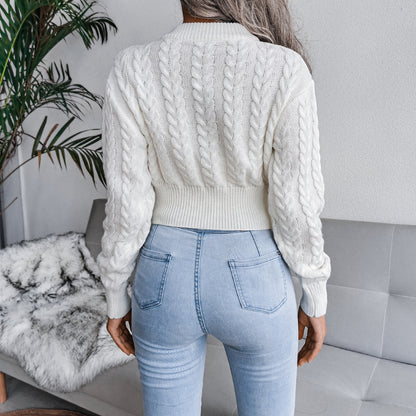 Plain Twist Crop Women Sweater Wholesale