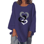Heart Print Cotton Linen T-Shirt Women Wholesale