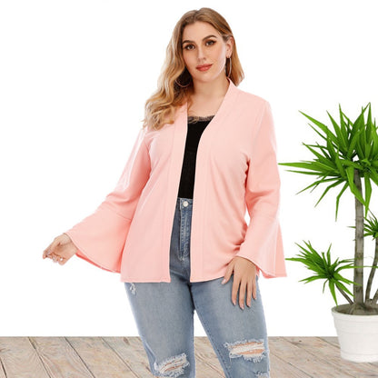 Plus Size Flared Sleeve Long Sleeve Cardigan Coat Wholesale