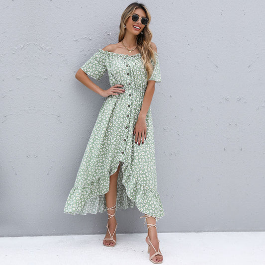 Off Shoulder Floral Print Dresses Wholesale Dresses Casual Style