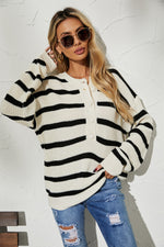 Striped Button Casual Women Sweater Wholesale
