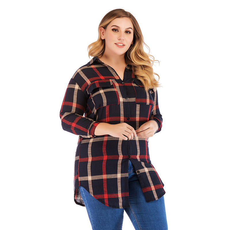 Checked Plus Size Blouse For Women