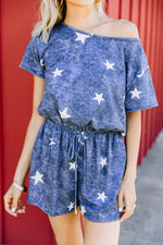 Tie-Dye Star Print Casual Wide Collar Loungwear Women'S Jumpsuit Wholesale Rompers