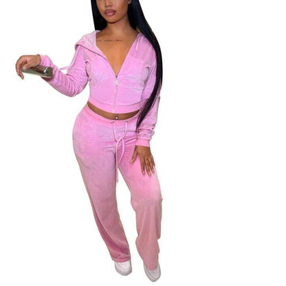 Women Wholesale Sweatsuit Sets Hoodies + Wide Leg Pants-04