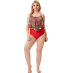 Fashion Printed Split Bikini Sling Ruffles Curve Swimsuits Plus Size Swimwear Wholesale Vendors