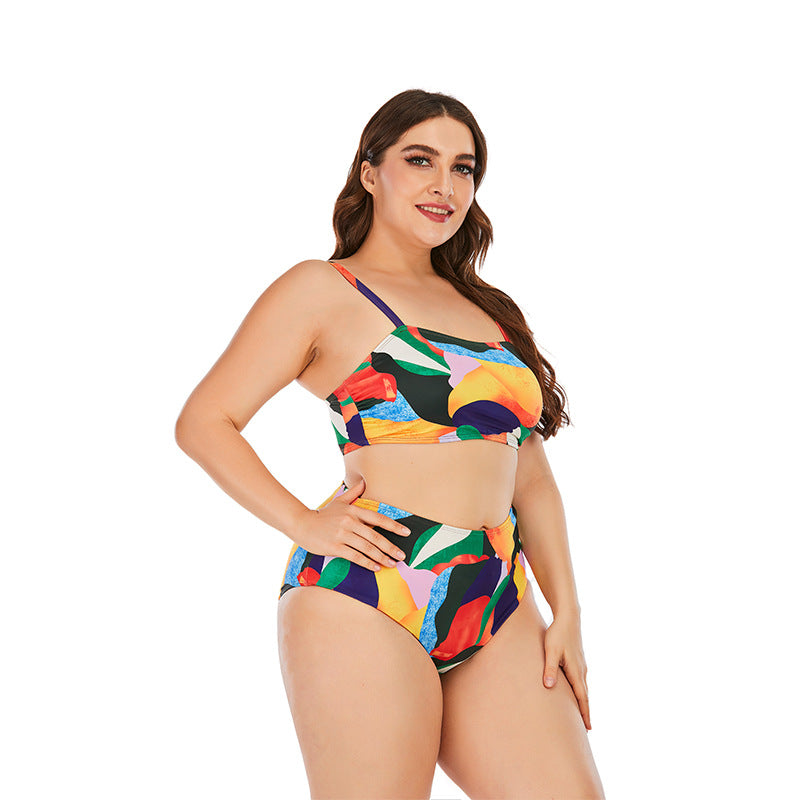 Printed Sexy Curve Split Bikinis Curve Swimsuits Fashion Plus Size Swimwear Wholesale Vendors SS183365