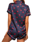 Satin Short Sleeve Shirts & Shorts Womens Pajamas Printed Homewear Suits Wholesale Loungewear Sets