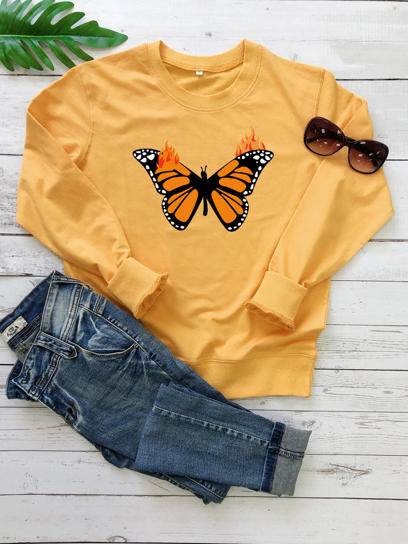 Black And Yellow Butterfly Sweater Wholesale Women Clothing