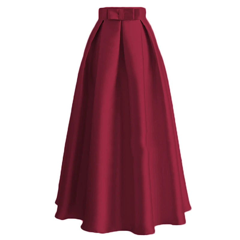 Women Wholesale Butterfly End Waist Solid Color Satin Skirt