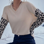 Leopard Wholesale Sweaters V Neck Fashion Wholesale Knit Sweaters