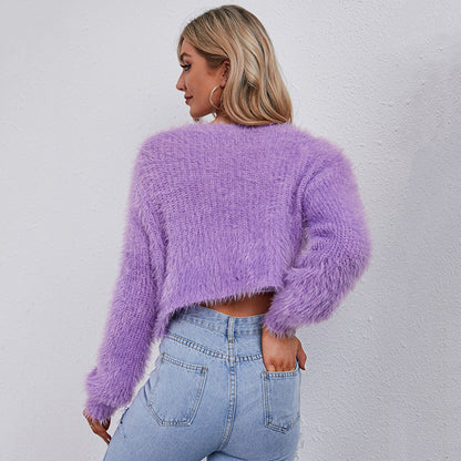 Plush Crop Wholesale Cardigan Women