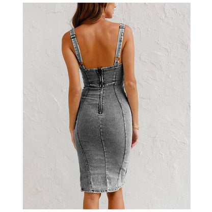 Sexy Wholesale Womens Fashion Slit Wholesale Denim Dress For Women Clothing