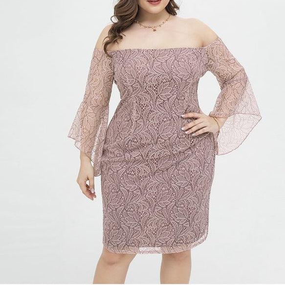 Plus Size Lace Off Shoulder Floral Dress For Women