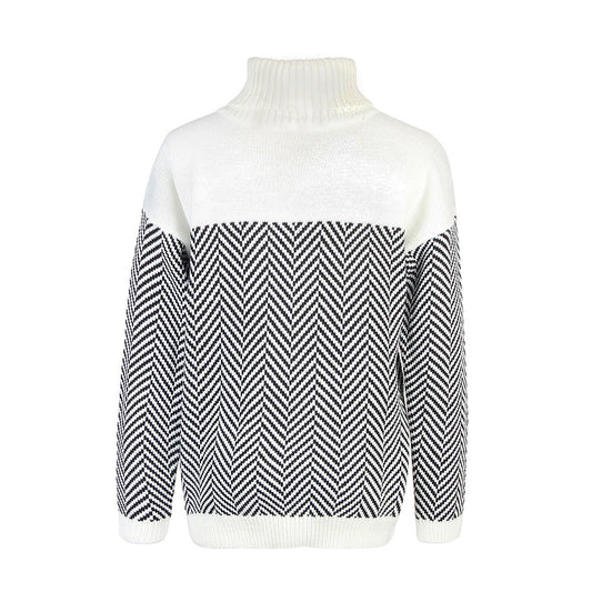 Striped Turtle Neck Wholesale Sweater For Women